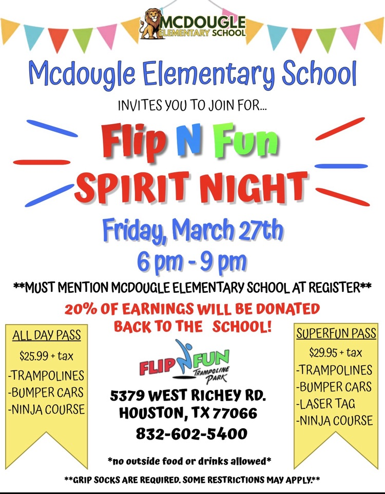 Flyer for spirit night. 