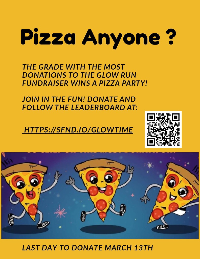 Flyer for Pizza Party for Glow Run!