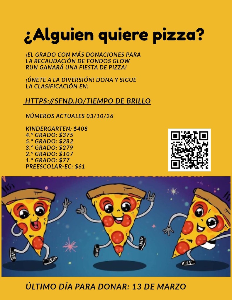 Glow Run information donation QR code and leaderboard in Spanish