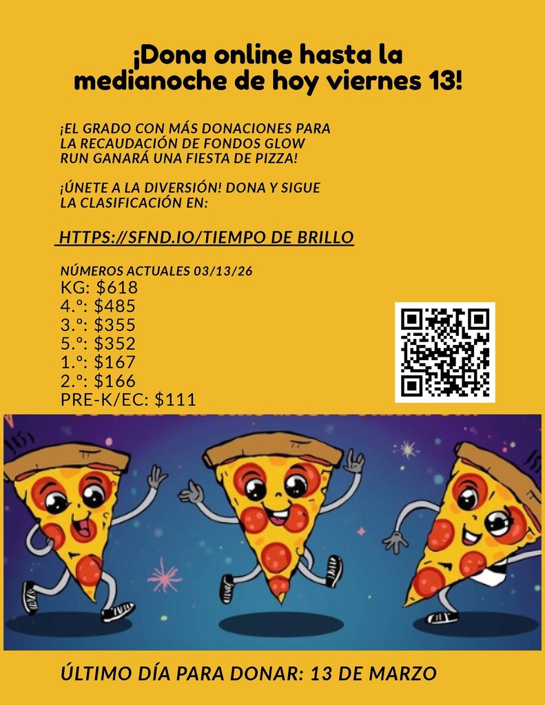 Spanish Flyer with information to donate and class Winner