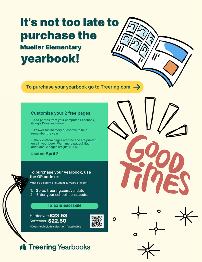 Mueller Elementary Yearbook Deadline Approaching!