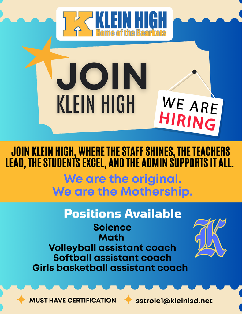 Klein High Hiring
