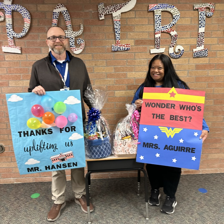 photo of Mr Hansen and Mrs Aguirre in honor of AP appreciation week 