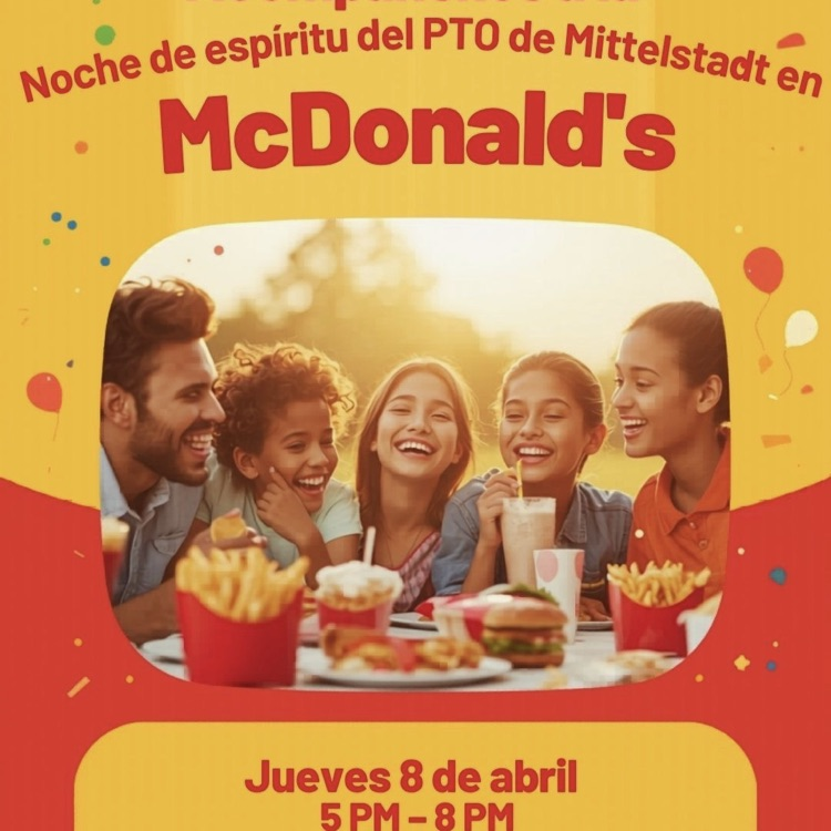 flyer in Spanish for Spirit night April 9 from 5 pm to 8 pm