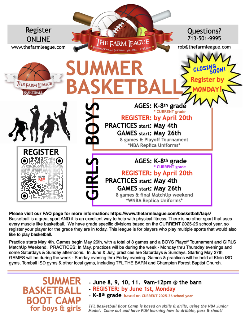 KISD Flyer program - Farm League Summer Basketball CLOSING SOON