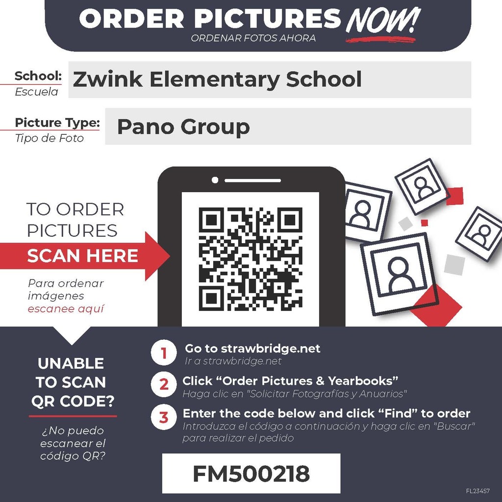 Information on ordering a 5th grade panoramic picture with a QR code