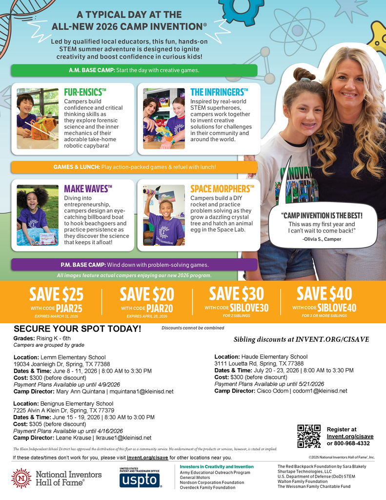KISD Flyer Program - Camp Invention ALL NEW for 2026