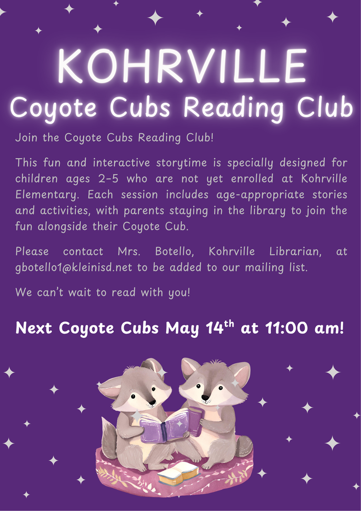 Coyote Cubs Reading Club flyer