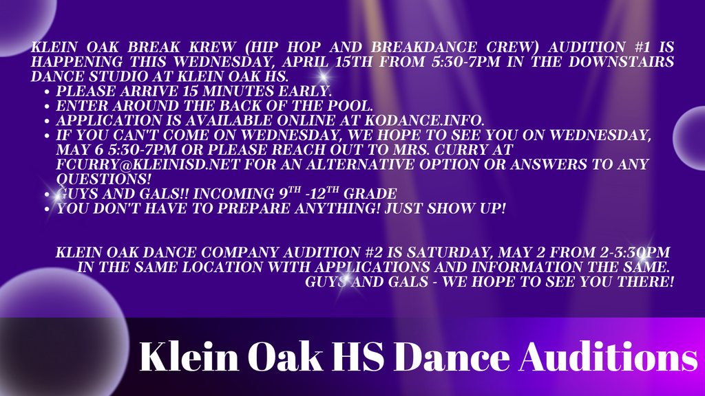 Klein Oak HS Dance Auditions