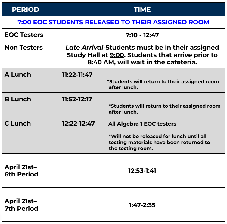 USH Bell Schedule