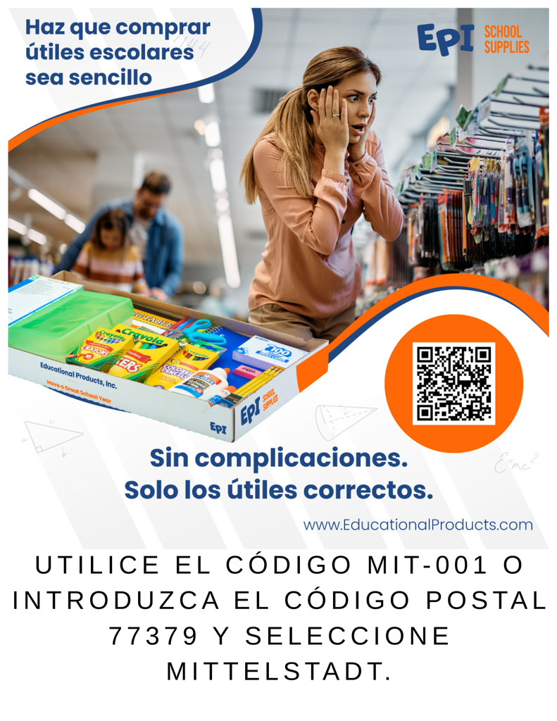 Spanish flyer to order school suppplies