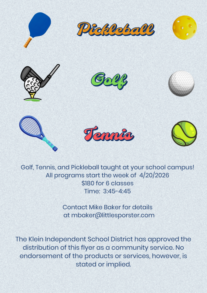 KISD Flyer Program - Play Tennis, Pickleball, and Golf 