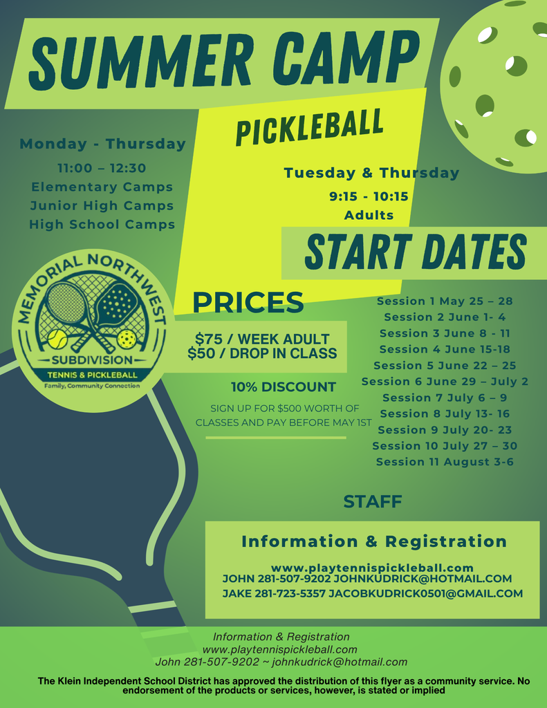 KISD Flyer Program - Summer Pickleball 