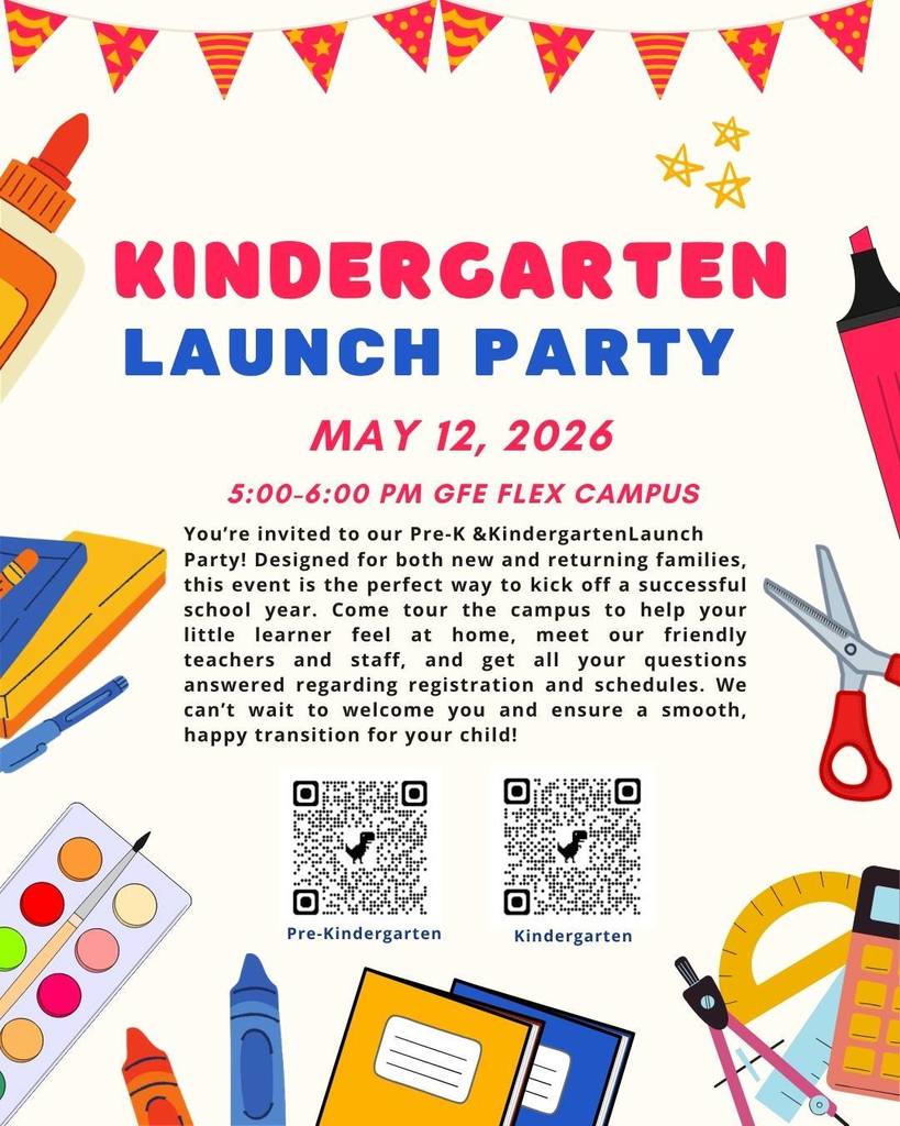 Kindergarten  Launch Party - May 12 - 5:00-6:00 at Flex School