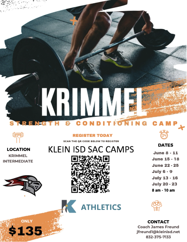 Krimmel SAC Camp at Krimmel Intermediate Scan the QR Code to register. $135 Contact Coach James Freund for more information