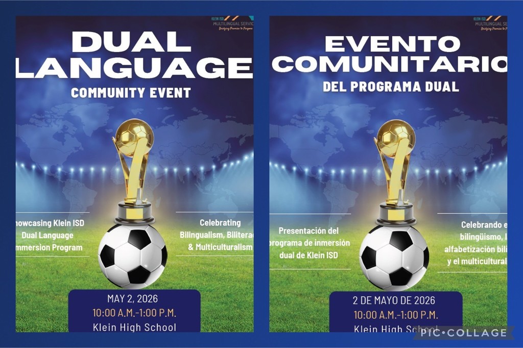Flyer for dual langauge event May 2nd at 10 am at Klein High School