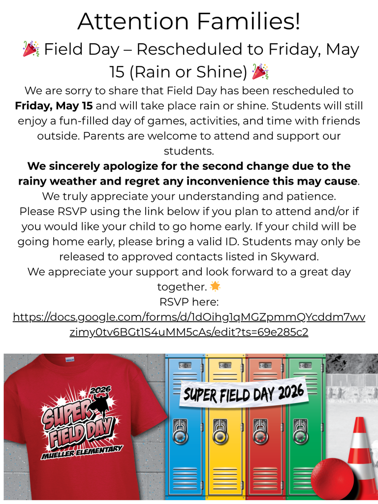 2nd Reschedule-NEW Field Day Date!