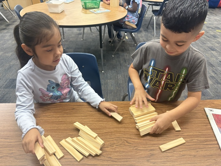 students building