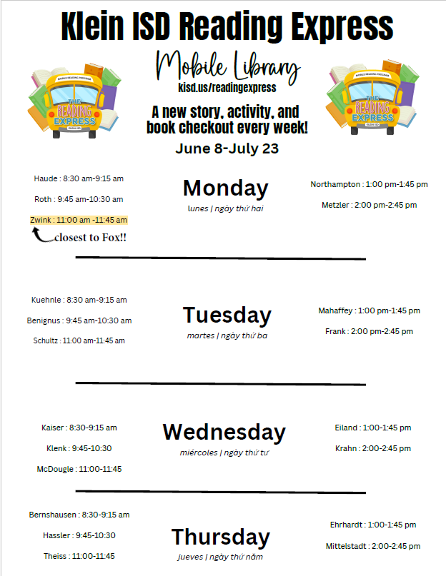 2026 Reading Express Schedule