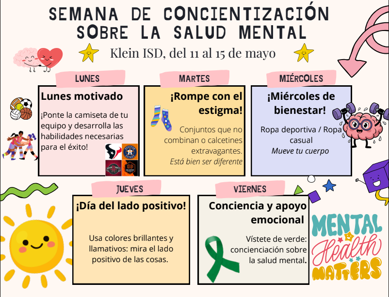 Mental Health Dress Up Days Flyer in Spanish