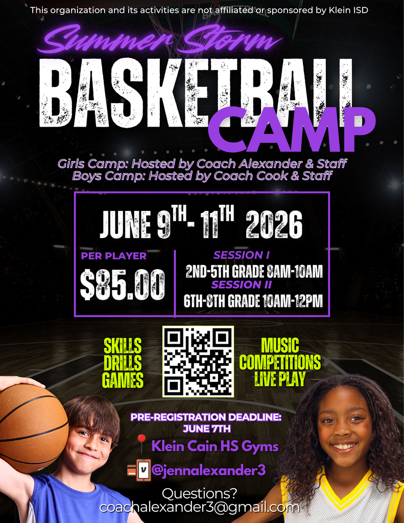 Flyer for basketball camp at Klein Cain.