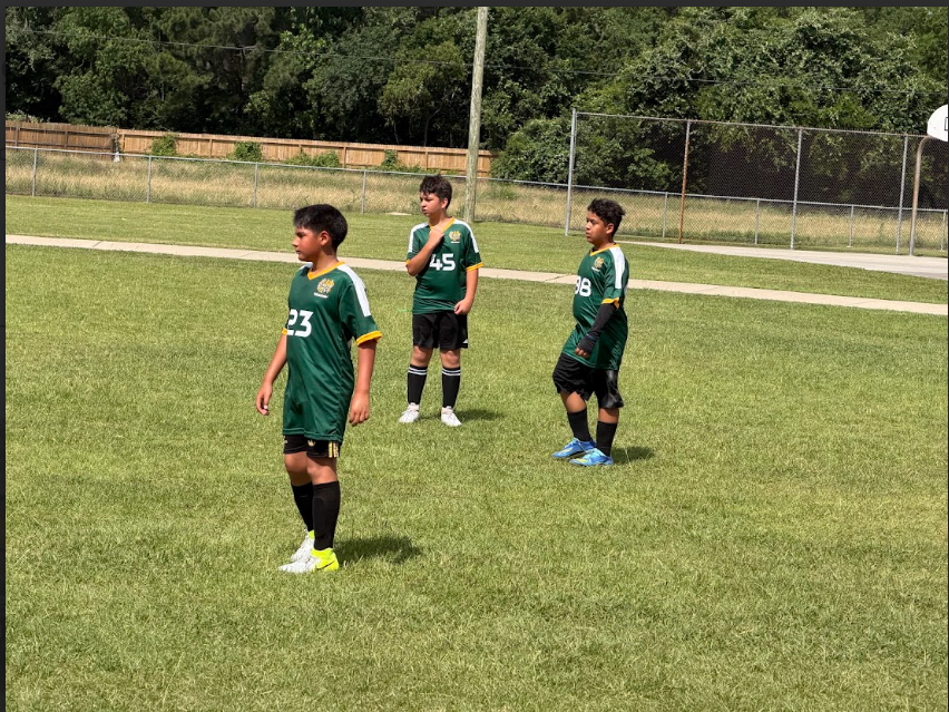 Boys playing soccer