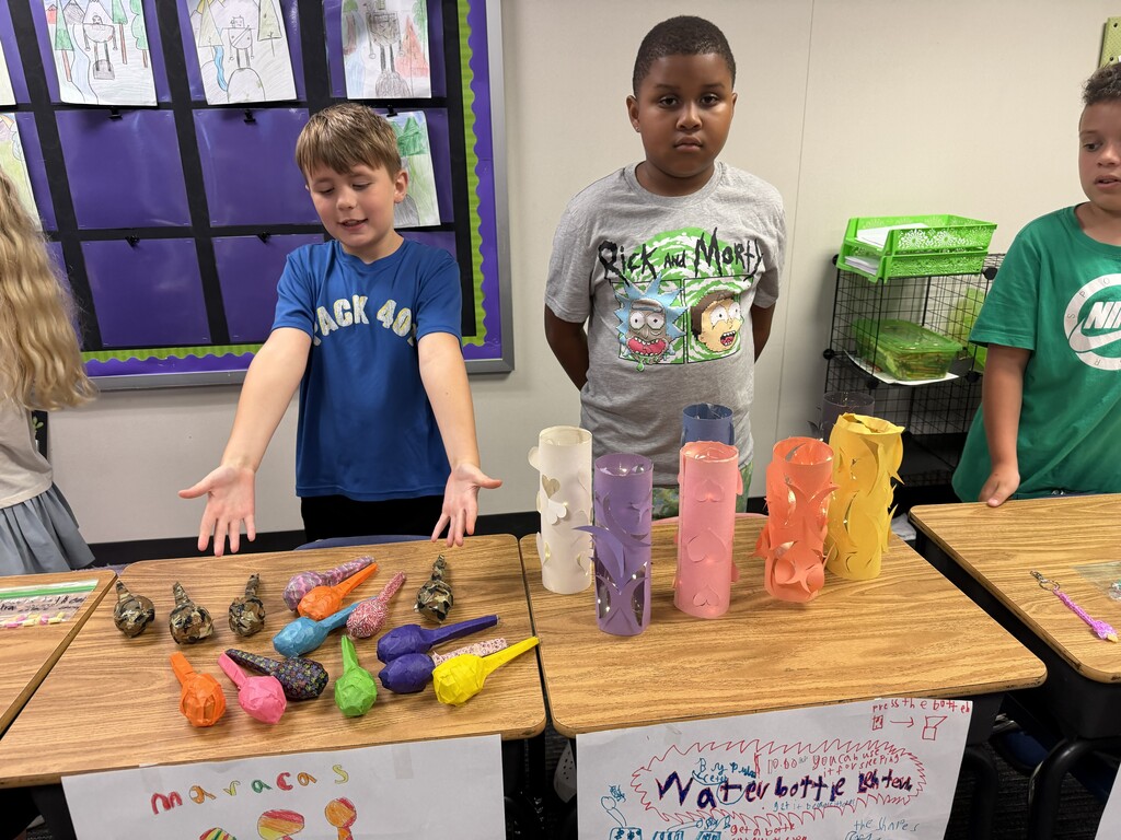 Students with items at Market Day