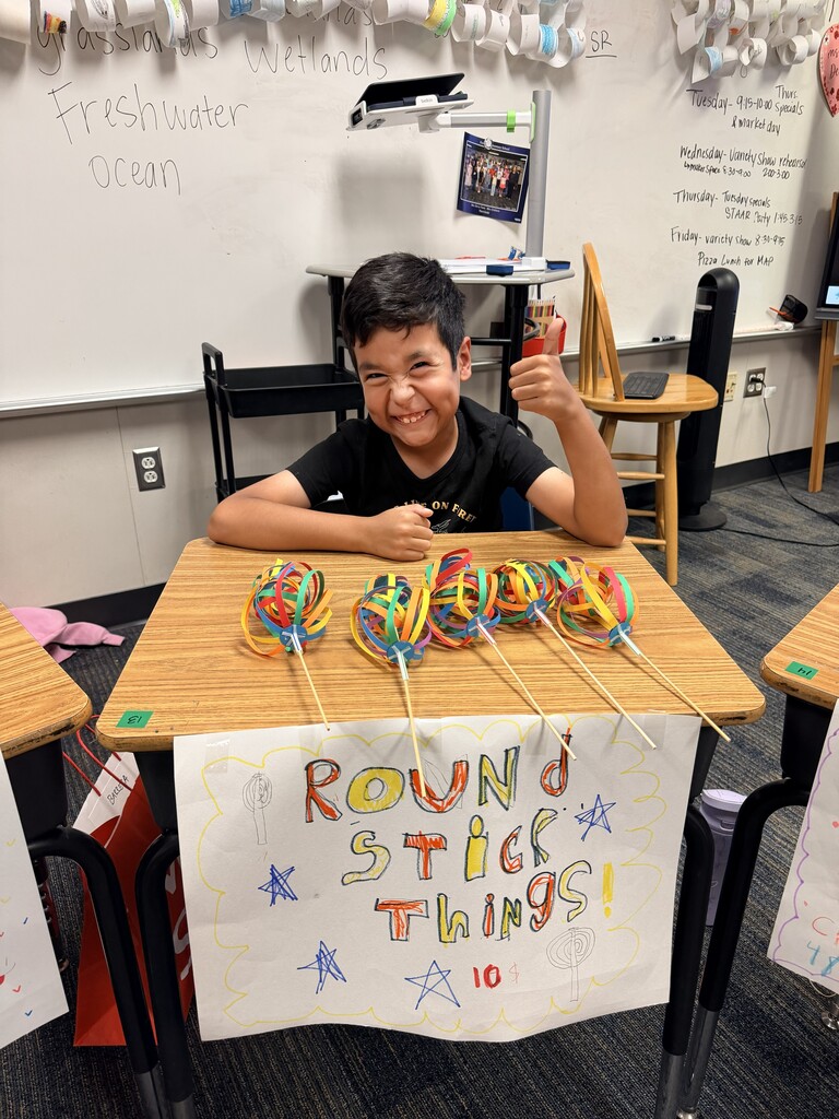 Student with Market Day items