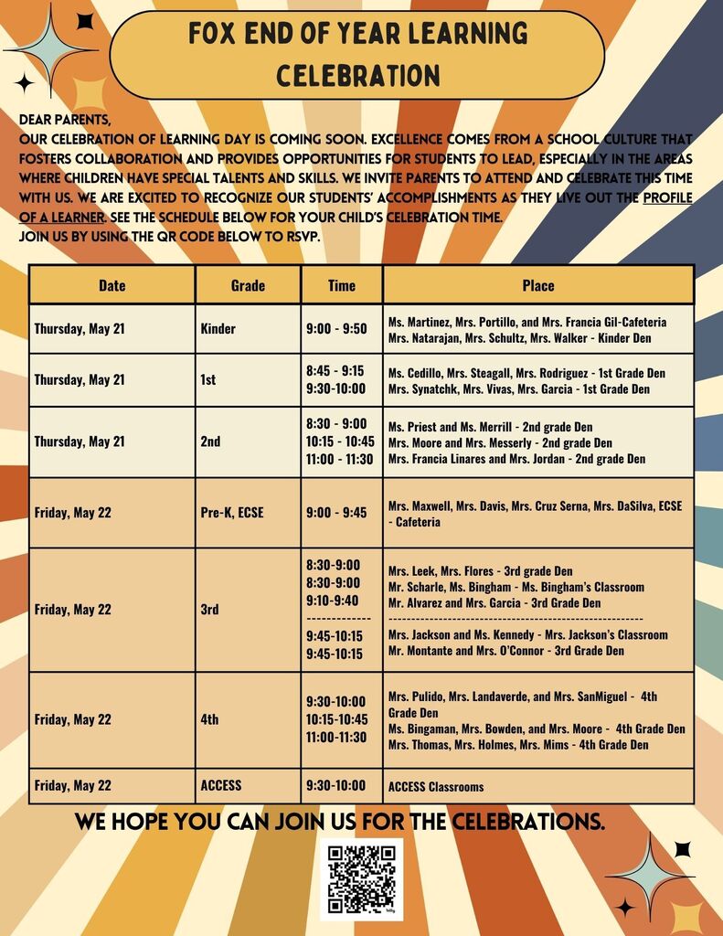 End of the Year Learning Celebration Flyer in English