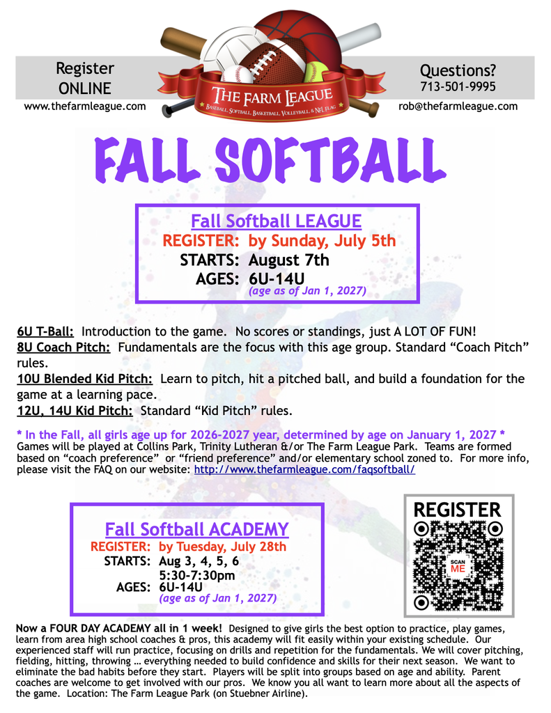 KISD: Community Flyers The Farm League Fall Softball League