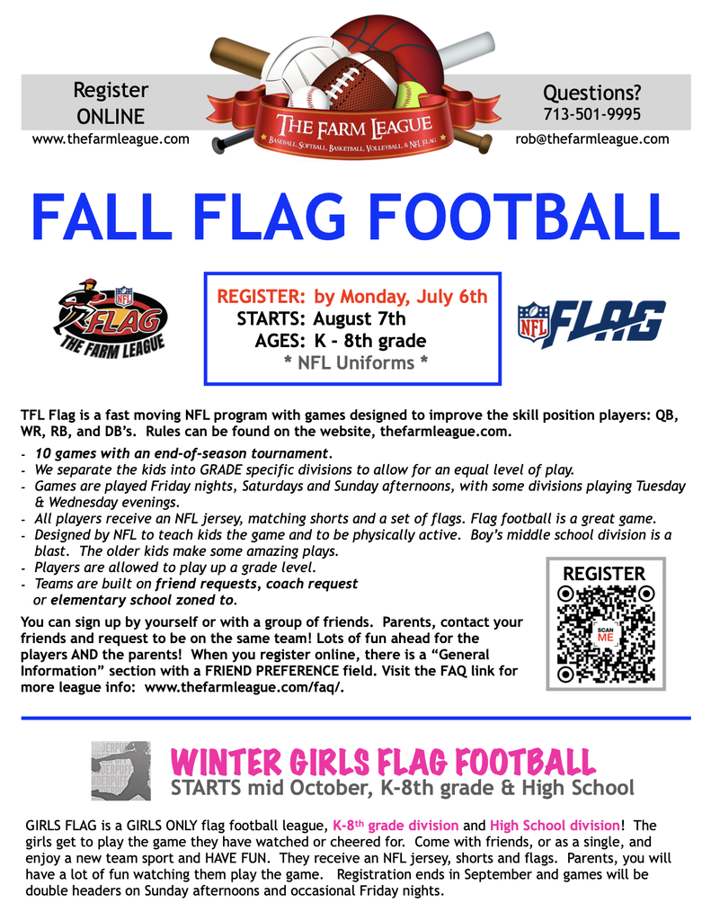 KISD: Community Flyers The Farm League Fall Flag Football