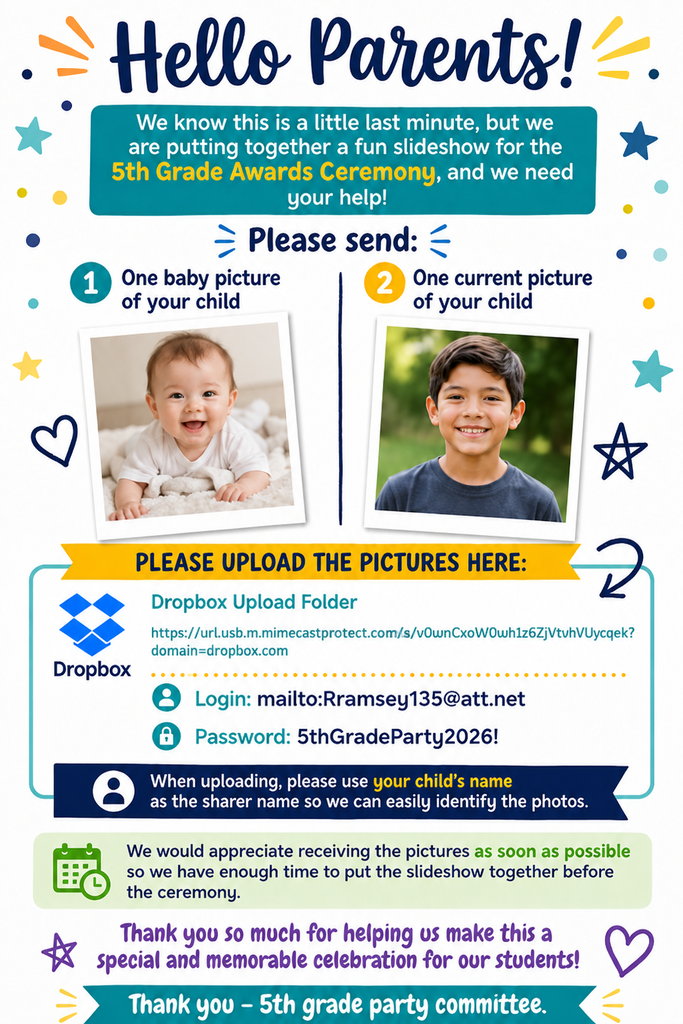 ATTENTION ALL 5TH GRADE PARENTS!!