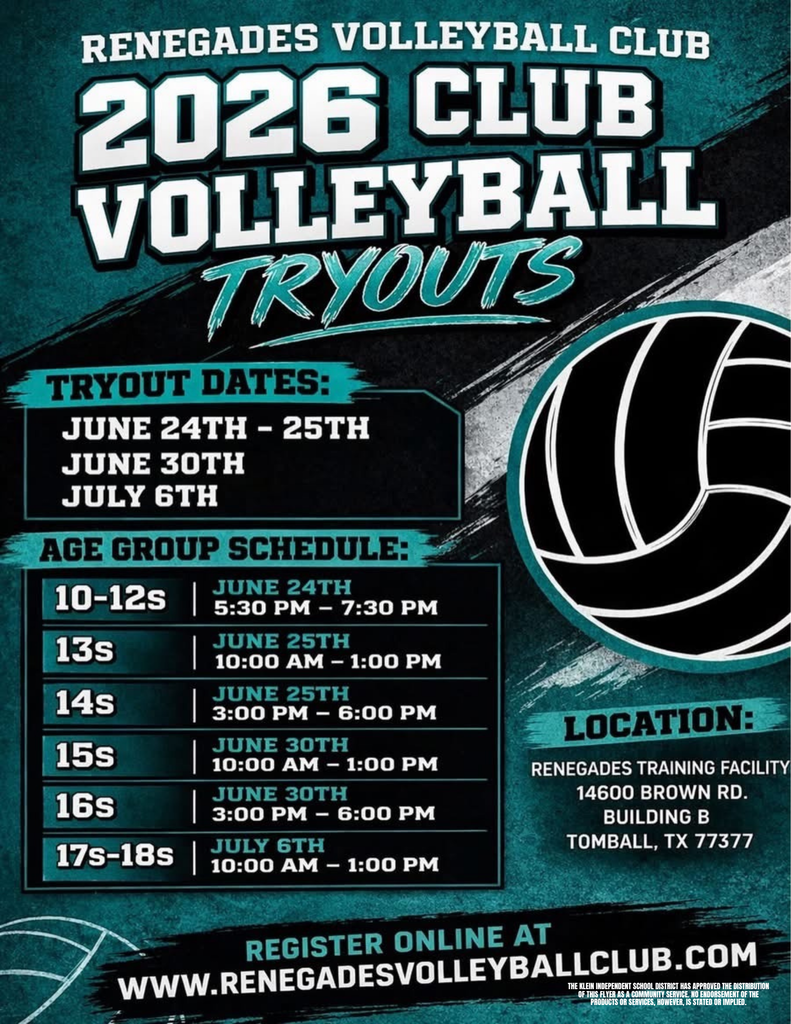 KISD Flyer Program -  Renegades Volleyball Club tryouts 