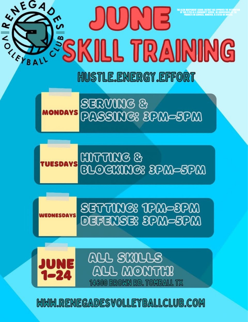 KISD Flyer Program -  Renegade Volleyball Club Skill Training 