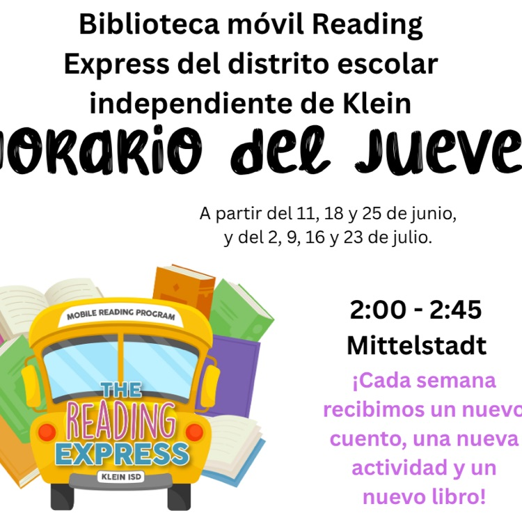 Spanish flyer reading express coming to Mittelstadt with dates