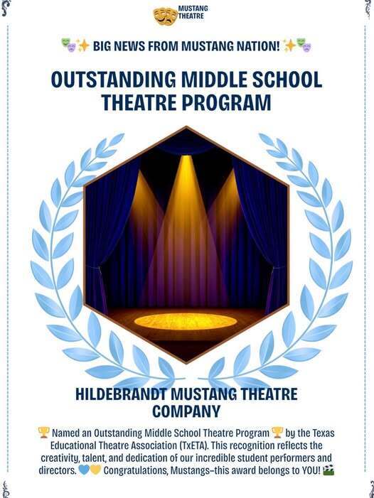 Outstanding Middle School Theatre Program - Hildebrandt Mustang Theatre Company