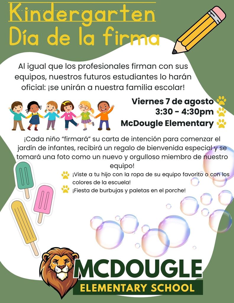 Flyer - Kinder Signing Day - Spanish