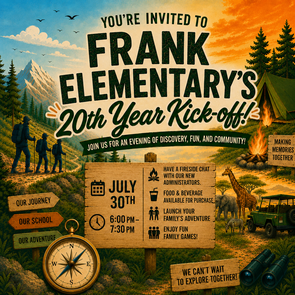 Flyer with safari and camping theme advertising the 20th year kickoff event 