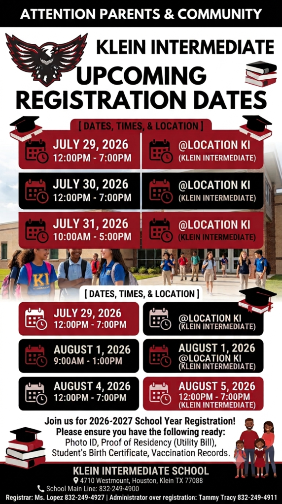Klein Intermediate Registration 2026-2027