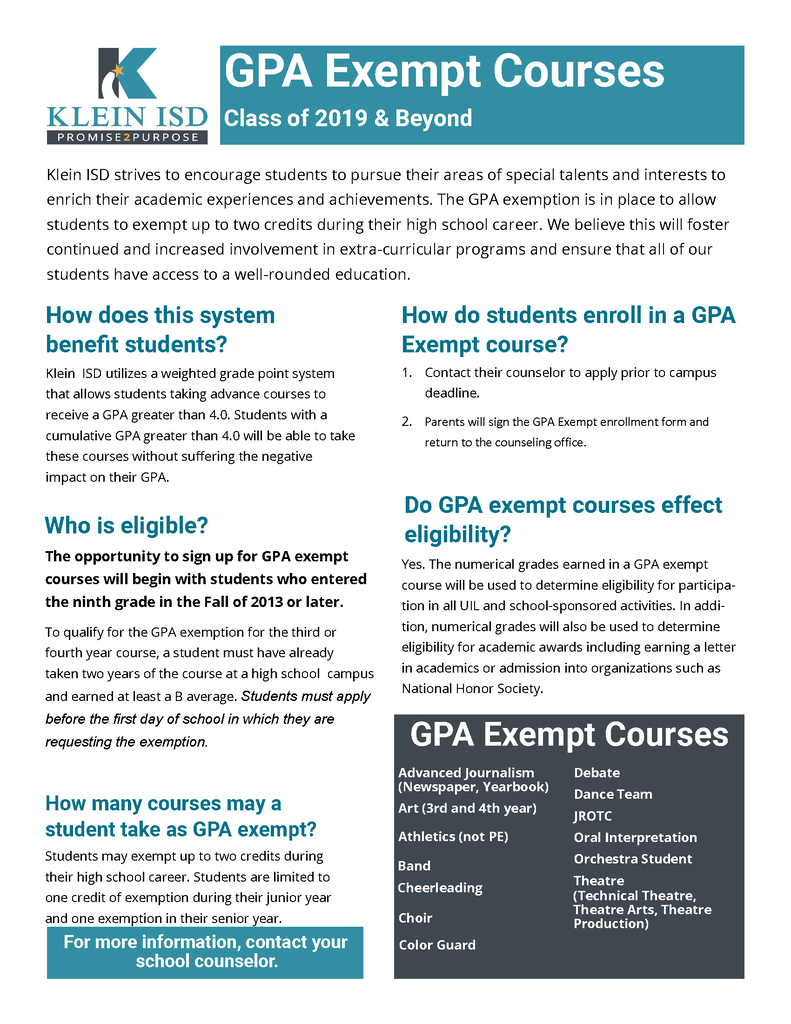 GPA Exempt Courses
