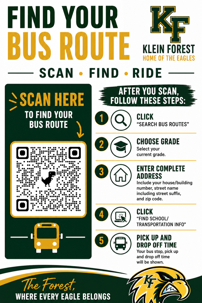 A bus route finder guide displays steps to follow, including a QR code to scan, choosing grade and address, and selecting the bus stop time.