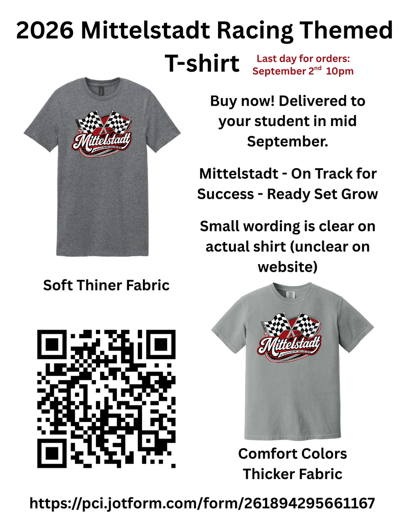 An advertisement displays a gray racing-themed T-shirt with a logo and QR code for ordering. The T-shirt has two fabric options: soft and thicker.