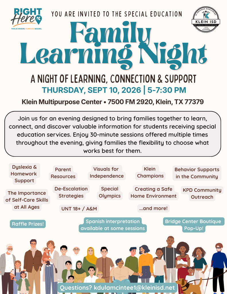 KISD Community Flyers: Special Education Family Learning Night 