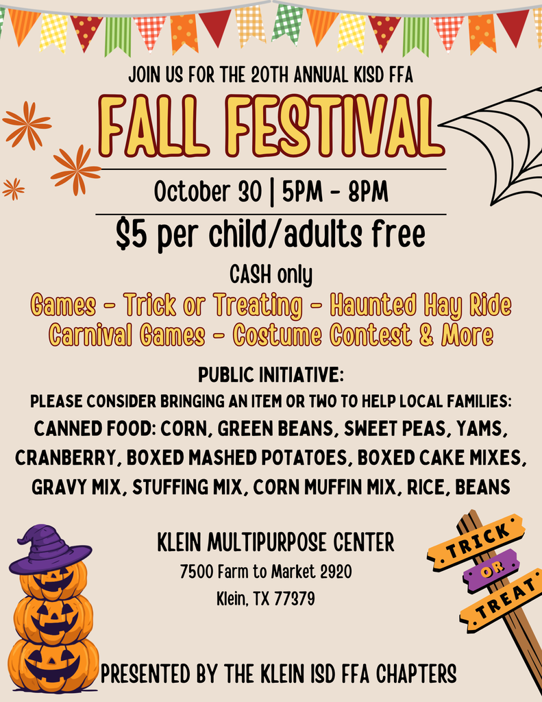 KISD Community Flyers: Fall Festival October 30 FFA 20th Anniversary  