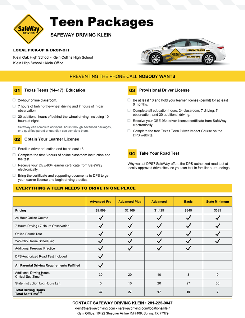 KISD: Community Flyer - Safeway Driving Teen Packages 
