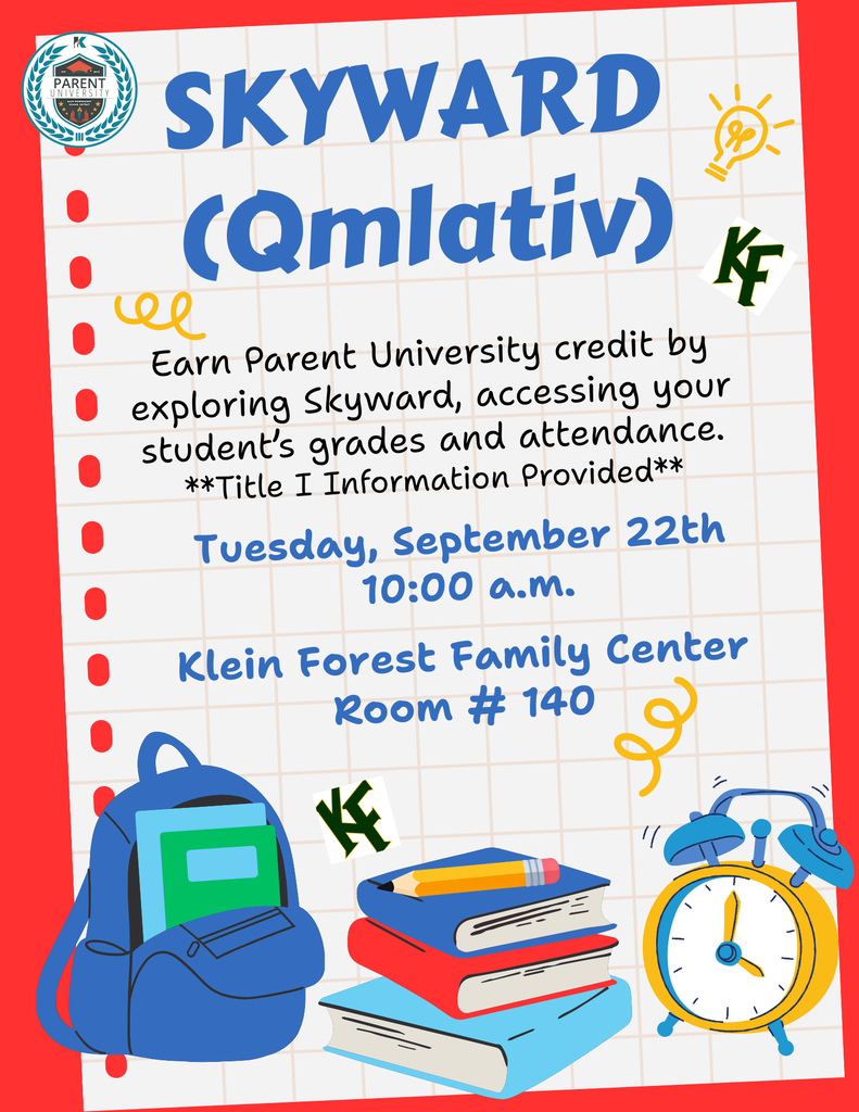 Poster with text, icons, and images of a backpack, books, clock, and pencil. Background is white.