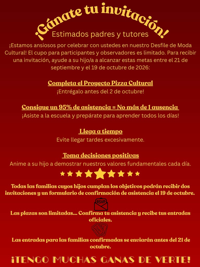 Red and gold invitation for the Cultural Cup with white text. Includes details for attendees to sign up and participate.
