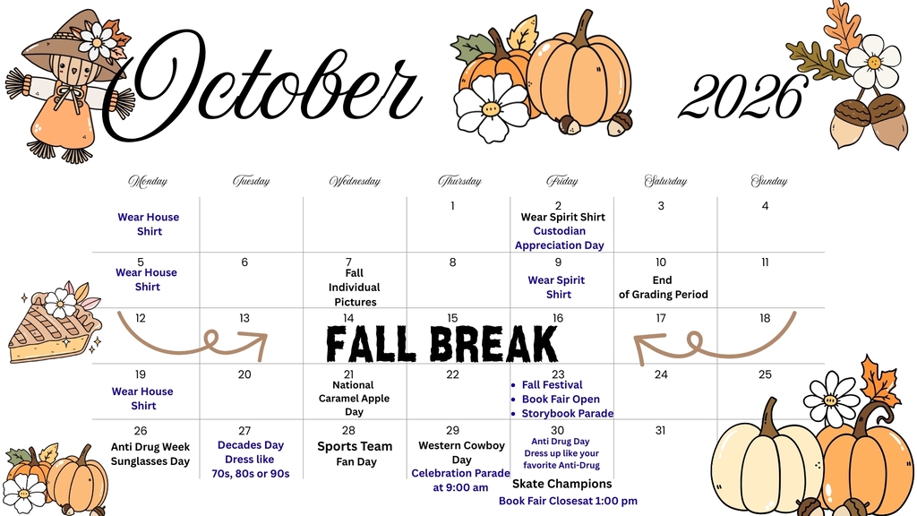 Calendar of Events for October