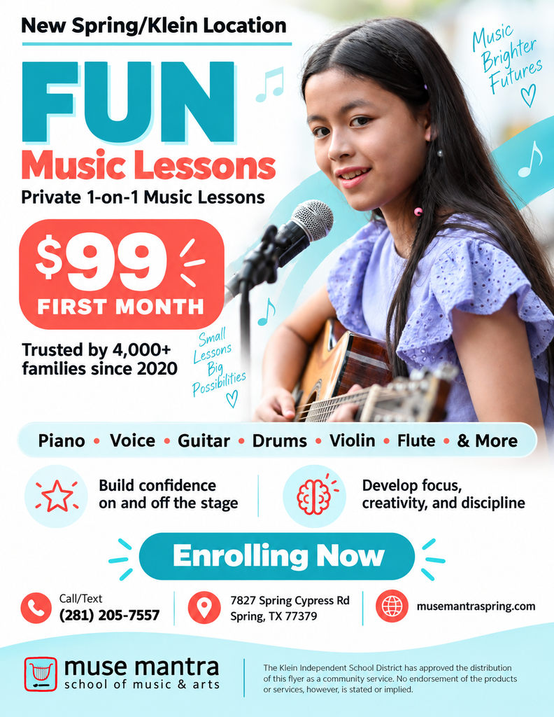 KISD Community Flyers: Muse Mantra School of Music & Arts 