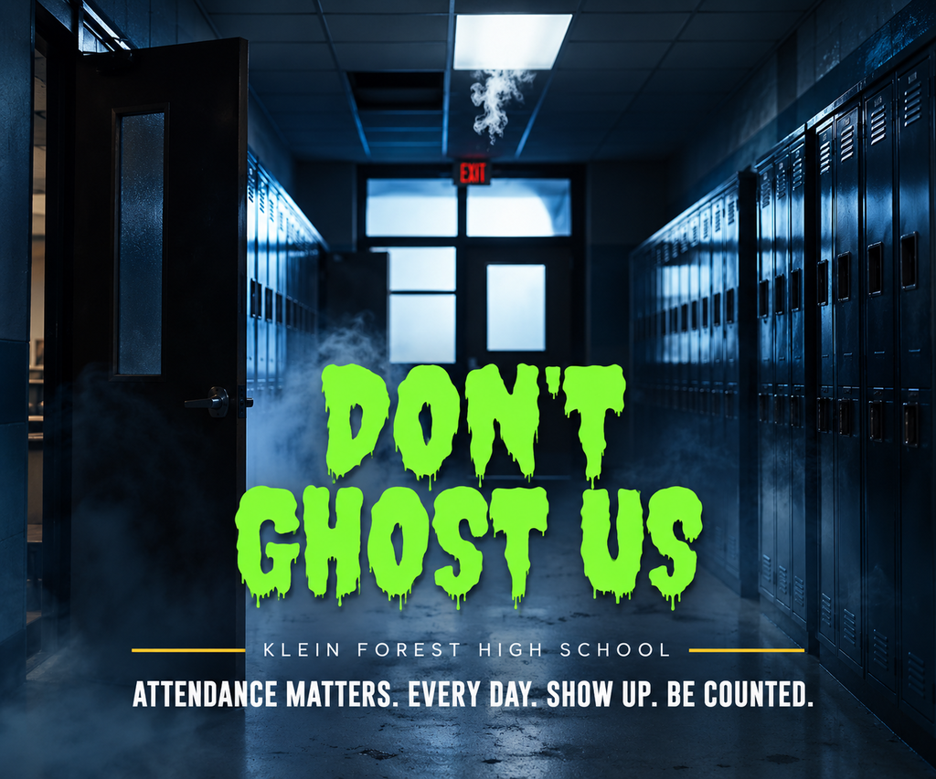 Dark school hallway with an open door, steam rising, and text "Don't Ghost Us" in bold green.